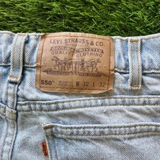 Vintage 90s Levi’s 550 Orange Tab Relaxed Fit Tapered Light Wash Jeans 32x32 picture