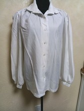 Vintage 70's RHODA LEE White Shirt Blouse Top XL polyester button down picture