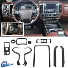 🏆10Pcs/set Carbon Fiber Dash Panel Decor Trim Cover For Chevy Silverado 2014-18 picture