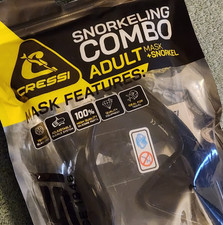 NEW - Cressi F-Dual Tao Dry Adult Snorkel Mask Combo Black/Black DM415050 Diving picture