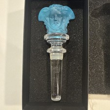 Rosenthal VERSACE Medusa Lead Crystal Wine Stopper Frosted Blue picture