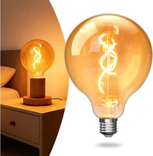 G125 LED Globe Bulb E26 Dimmable Vintage Edison Filament Large Round Decor Lamp picture