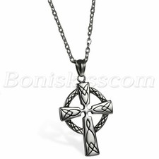 Men Vintage Classical Large Celtic Cross Irish Knot Pendant  Necklace Chain Gift picture