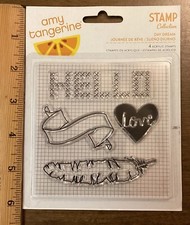 AMERICAN CRAFTS AMY TANGERINE DAY DREAM STITCHED CLEAR ACRYLIC STAMPS picture
