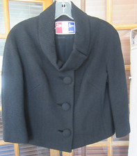 Vintage 1960s Lilli Ann Avant-garde Black Crop Chervon Jacket Chest 36