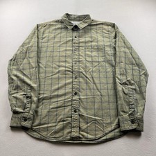 Outerknown Shirt Mens Large Green Checkered Plaid Button Up Long Sleeve Cotton picture