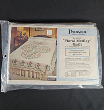 Vtg Paragon Needle Craft Floral Medley Quilt Cross Stitch Queen KING Bed 01176 picture