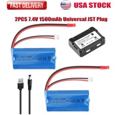 2Pack 7.4V 1500mAh Li-ion Battery JST Plug w/ Charger for RC Car Boat Helicopter picture