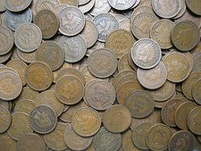 OLD COPPER LOT INDIAN HEAD CENT PENNIES 1858-1909 COLLECTIBLE ESTATE LOT 5 COIN picture