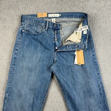 H&M Jeans Mens Size 33x33 Medium Wash Relaxed Fit 100% Cotton Button Fly NWT picture