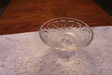American Pressed Glass Vintage Compote Center Piece Fruit Bowl Diamond Pattern picture