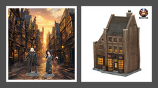Dept 56 Harry Potter Borgin & Burkes Lit Building, Lucius, Bellatrix Value Set picture