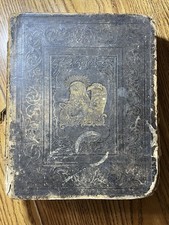 Antique 1853 HOLY BIBLE Old & New Testament Apocrypha Philadelphia Family Bible picture