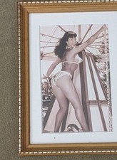 Bettie Page Framed Pin-Up Photograph Sepia Tone Bikini Vintage Style picture