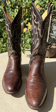 Vintage Justin 8308 Teju Lizard Cowboy Boots Mens 10 D Brown USA Western #699 picture