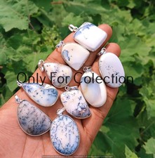 925 Sterling Silver Plated Dendrite Opal  Gemstone Pendant Lot Unique Jewelry picture