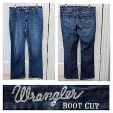 NWOT Wrangler Western Womens 13 x 32 Boot Cut Dark Wash Denim Jeans 1009MWZDO picture