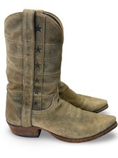 Tecovas The Garrett Star Sand Suede Leather Snip Toe Cowboy Boots Size 13 D picture