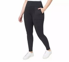 NWT MONDETTA BLACK/GRAY STRIPE MIDWEIGHT JAQUARD LEGGINGS XXL picture