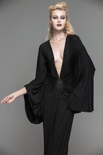SALE Plus Size Black Long Dress Gothic Vampire Costume Sexy Morticia Vampire picture