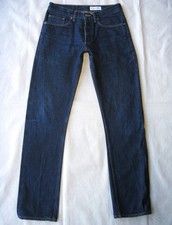 Gustin Selvedge Straight Jeans Men Sz 32 x 33 Dark Blue 100% Cotton Sz 31 Fit picture