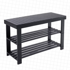 EDX 3-Tier Bamboo Shoe Rack Bench Compact Storage Organizer Entryway Shelf Stand picture