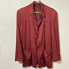 Vtg 1950s Mens Large Rayon Gabardine Hollywood Jacket Half Belted Rockabilly VLV picture