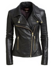 Black Women's Slim Fit Biker Style Real Leather Jacket - FR picture