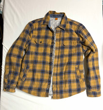 Tailor Vintage Men's L Plaid Sherpa Lined Button Shacket Jacket Brown Blue picture