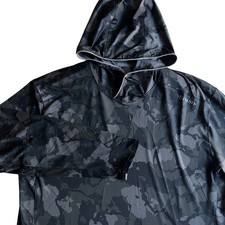 Simms SolarFlex Hoodie Mens Large Gray Camo Fishing Sun Shirt UPF 50 Gorpcore picture