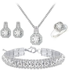 Paxuan 4pcs Cubic Zirconia Wedding Jewelry Sets for Bride Bridesmaid Cubic Zi... picture