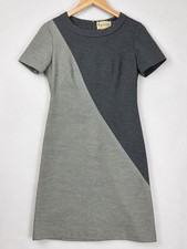 Vintage 1960s Parkshire Wool Dress Small Gray Colorblock Mod Shift Mad Men 60s picture