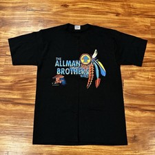 Vintage Allman Brothers Band All Sport Shirt Mens Large Black Graphic 1993 90s picture