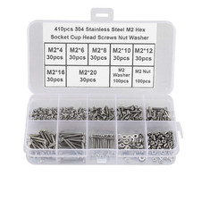 410Pcs Tiny Hex Socket Head Cap Screws Bolts, 304 Stainless Steel M2 x 4/6/8/... picture