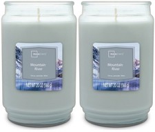 2 Mainstays MOUNTAIN RIVER Large 1-Wick Tall Scented Candle 20oz picture