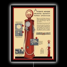 1929 Gilbert & Barker Meter Gas Pump NEW LED Hanging Lighted Sign: 18x23