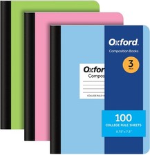 Oxford Composition Notebooks 3 Pack - Pastel Color Covers, 100 Sheets picture