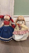 Vintage Handmade Rag Dolls with Braided Hair picture