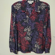 Donnkenny blouses Size Medium Petite Lightweight Long sleeve Front Buttons picture