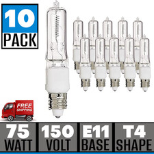 10pk 75 Watt T4 Clear 1250L Mini Candelabra Base 120 Volt 75JD/E11 Bulb picture