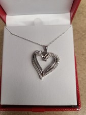 Macy's 10K White Gold/Diamond Heart Necklace MSRP $1000 picture