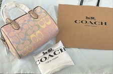 NWT Rowan Satchel Bag In Rainbow Signature Canvas CDA90 Sand Multi -Coach picture