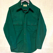 L.L.Bean Mens Pine Green Flannel Shirt                               Size M picture