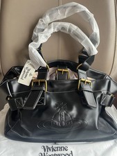 Vivienne Westwood Tote Bag Orb Embossed Black Shoulder Leather Handbag picture