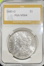 1885-O  Morgan Silver dollar PGA SLABBED MINT 64 picture