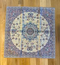 Tablecloth Textile Vintage Paisley Floral Medallion Blue Cream 28.75x28.75in picture