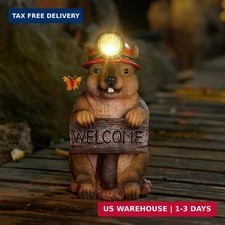 TOLIMI Groundhog Welcome Garden Statue with Solar Headlamp – Funny Animal Out... picture