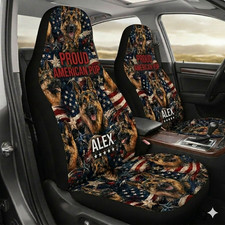 Personalized Proud American Pup Patriotic Dog Lovers Car Seat Covers picture