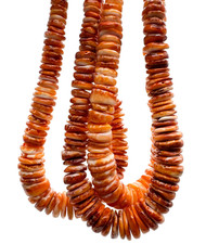 Natural Orange Spiny Oyster Shell Beads Graduated Smooth Saucer Heishi Gemstone picture