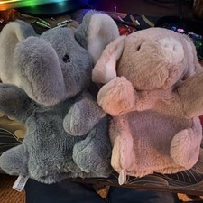 Vintage 1980s Plush Hand Puppets Grey Elephant, Pink Pig Lot of 2 picture